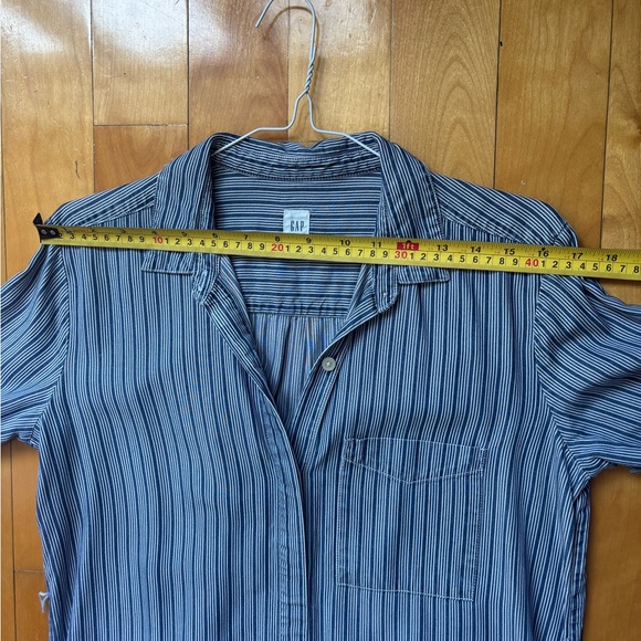 GAP summer Women's Striped Shirt Dress Belted Long Sleeve Navy White XS - Picture 10 of 10